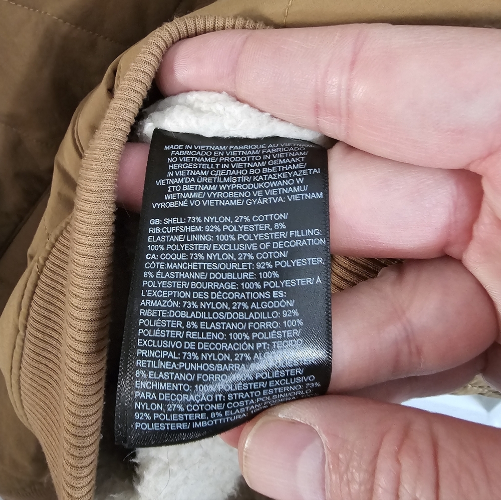The North Face Quilted Sherpa Lined Hooded Jacket XXL Brown Zip Up Warm Classic - Picture 5 of 10